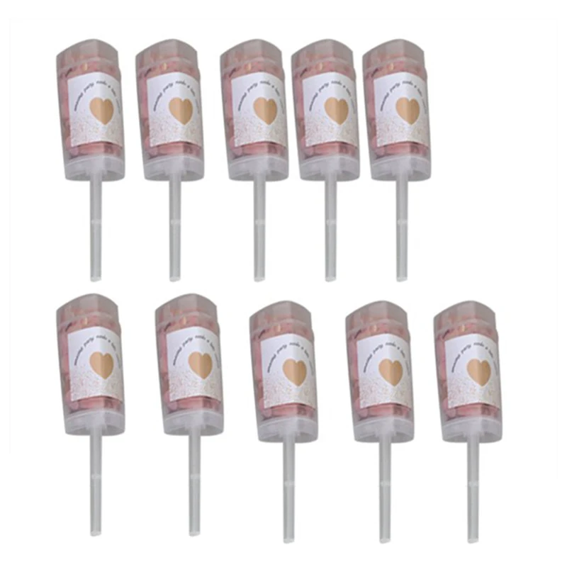 

TOP!-10Pcs Heart Push-Pop Confetti Poppers Wedding Baby Bride Shower Birthday Party Decoration Push Tube Cylinder Heart Shaped C