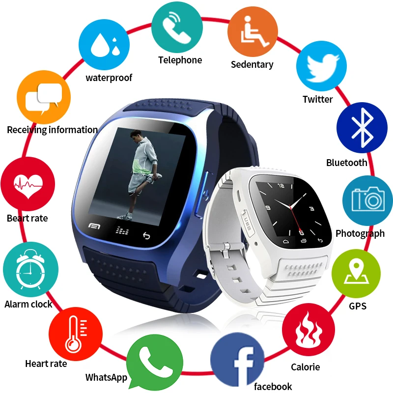 

Bluetooth Smart Watch Sport Wristwatch M26 with Dial SMS Remind Pedometer for IOS Android phone Men Smartwatch health wristband