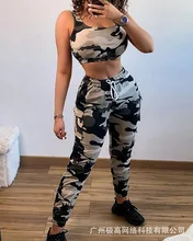 

Camouflage Cropped Vest + Casual Pants Suit Female 2021 Spring and Autumn New Fashion Commuter Sleeveless Vest Pants Suit