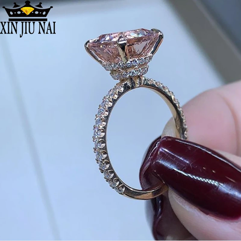 Cubic Zirconia CZ Rose Gold Color Champagne For Women Girls Gift Jewelry Wholesale Fashion Drop Emerald Gemstone Ring | Украшения и