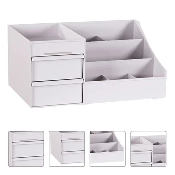

1pc Creative Multi Slots PP Plastic Desktop Drawer Style Storage Box (White)