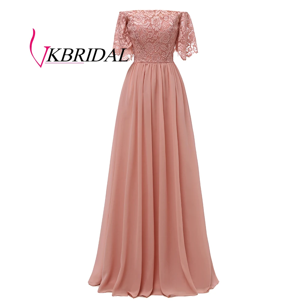 Vkbridal платье подружки невесты для свадебной вечеринки шифон Кружева vestidos de madrinha А-силуэт Формальное длинное платье для выпускного вечера