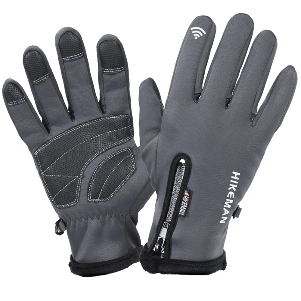 Dark Gray Vertvie, для взрослых, для улицы, для катания на лыжах, водонепроницаемые перчатки, для сенсорного экрана, ветрозащитные, на молнии, перчатки, спортивные, зимние, теплые, с начесом, для велоспорта - Цвет: Dark Gray