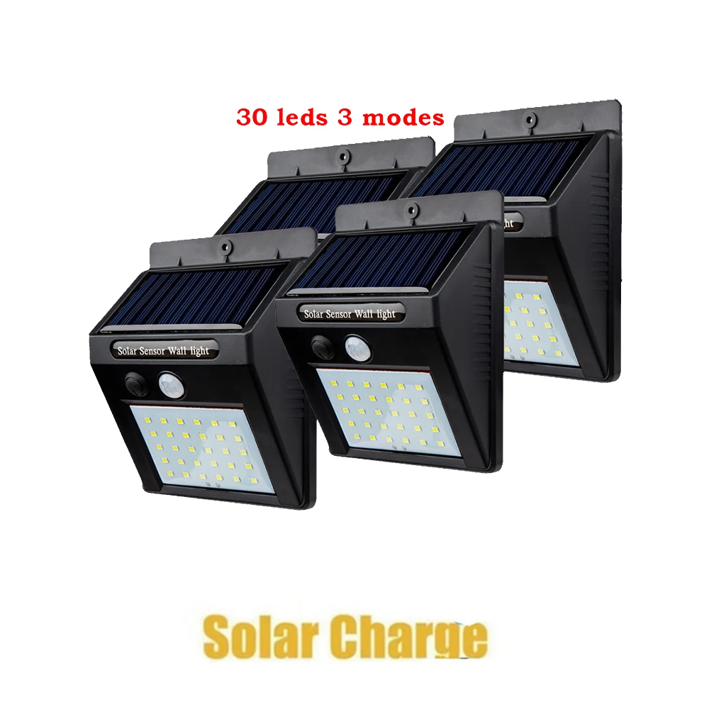 Solar 30LED Human Body PIR Sensor Motion Induction Light Lamp Outdoor Wall light