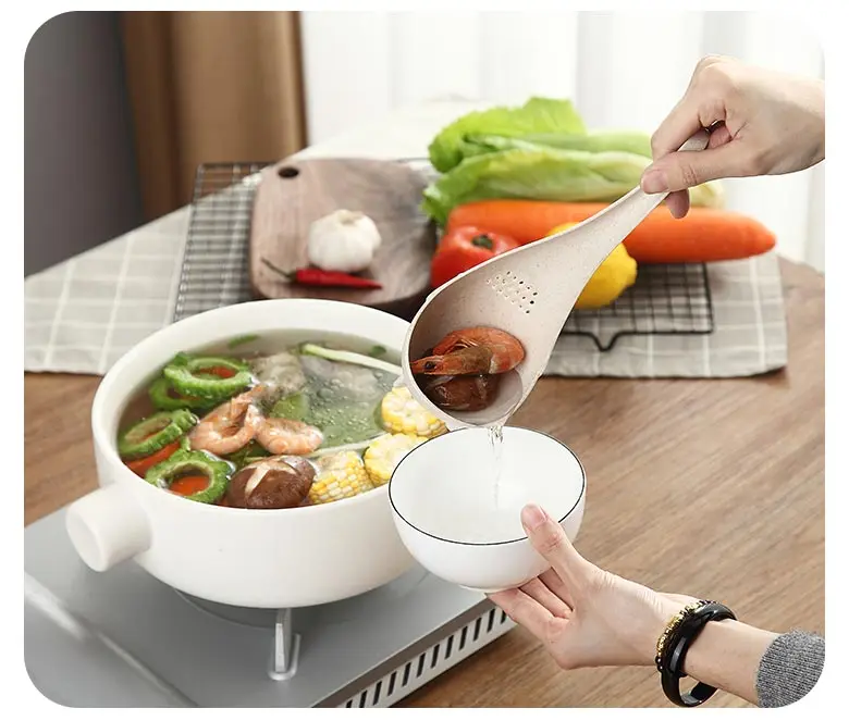 В форме слона 2 в 1 длинная ручка ложка для супа домашняя сито для приготовления пищи дуршлаг для кухни совок пластиковая ковша посуда