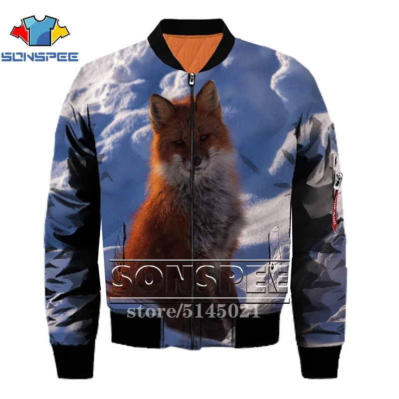 SONSPEE Animal Fox 3D принт Харадзюку Топ Летающая куртка Авиатор Пилот мужские куртки бомбер женская модная повседневная одежда G14 - Цвет: Зеленый