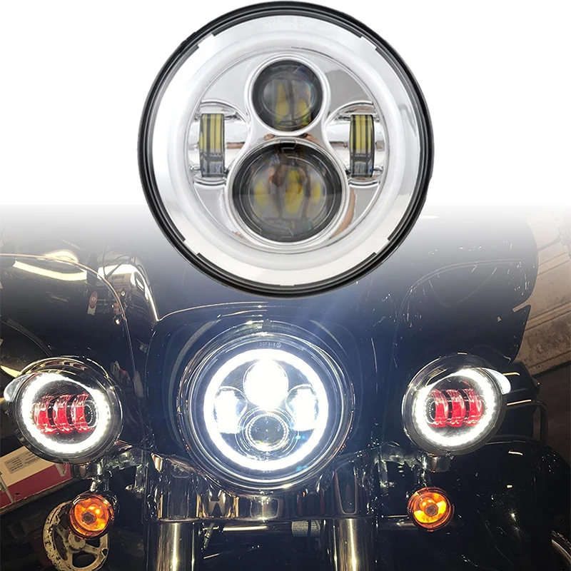 

Motorcycle 7" inch Round LED Driving Light DRL Halo Ring Amber Turn Signal for Honda Yamaha Ducati Electra Glide Cafe Racer