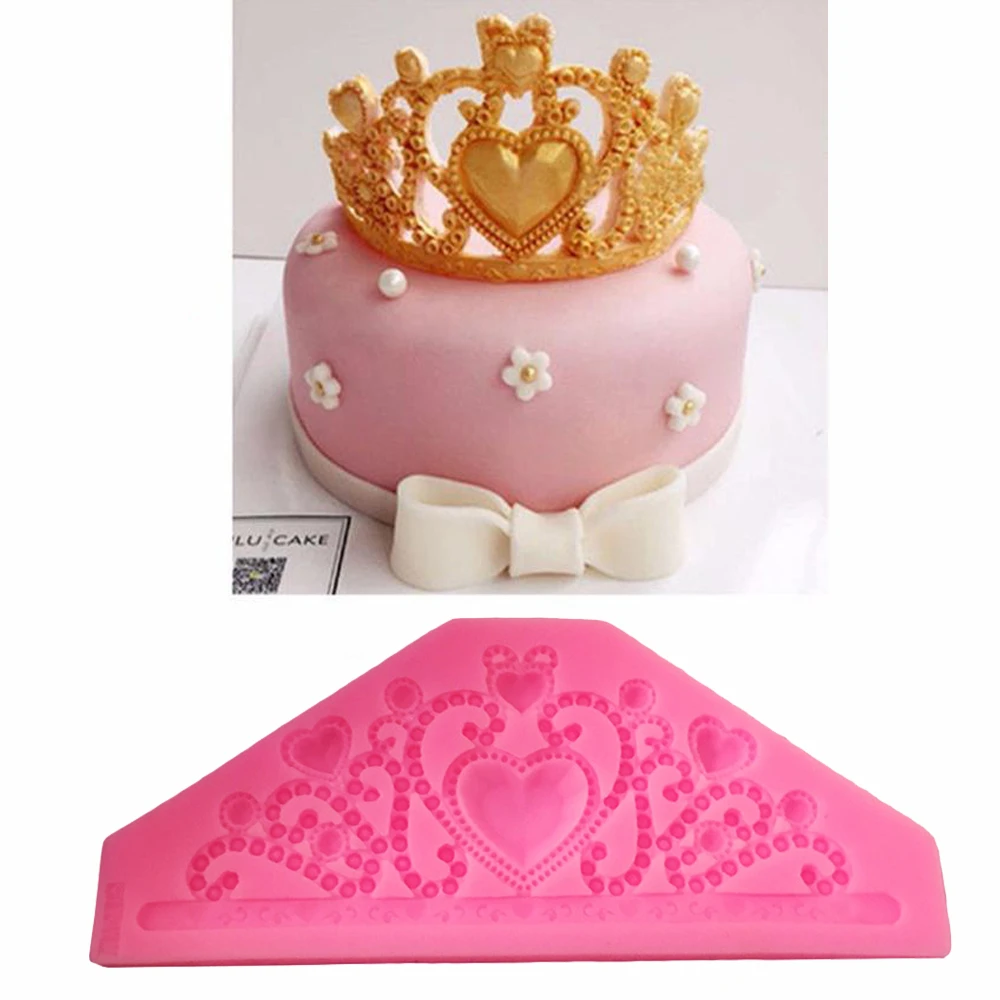 Moule En Silicone En Dentelle Couronne De Princesse Fondant Outils De Decoration De Gateaux Chocolat Bonbons Outil De Cuisson Mayitr 1 Pieces Aliexpress