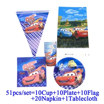 

Disney Cars Birthday Party Supplies Paper Cup Plate Napkins Tableware Set Baby Shower Family Party Decorations Cars Banner/Flags