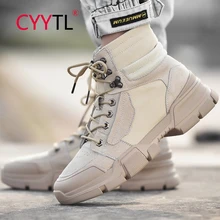 

CYYTL Men's Safety Shoes Casual Breathable Boots Camping Hiking Outdoor Sports Ankle High Top Tooling Combat Walking Booties