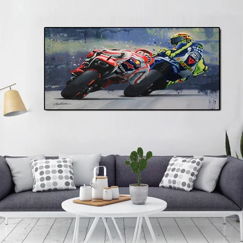 

Watercolor Oil Prints Valentino Rossies Poster Motorcycle Canvas Painting Wall Art Decorative Picture for Living Room Home Decor