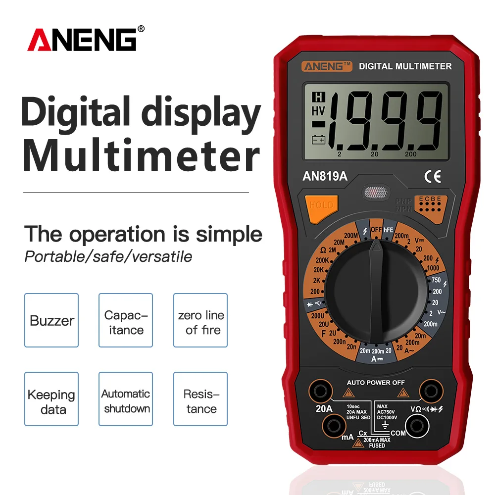ANENG AN819A мультиметр цифровой транзистор тестер мини мультиметры цифровые
