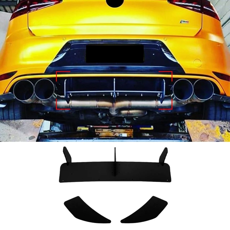 

for Golf 7R Golf 7 R 2013-2016 Glossy Black Rear Bumper Diffuser Splitter Spoiler Fins Trim