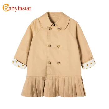 

Babyinstar Children's Clothing Coats Pleated design Trench Girls' Full Sleeve Coat Jackets Fashion Trench Coat kids windbreaker