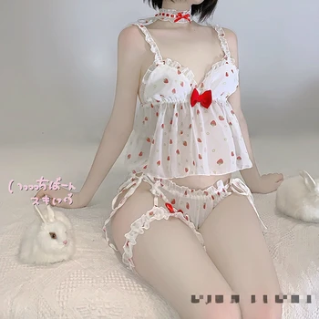 

Embroidery Camisole Kawaii Strawberry Sleepwear Japanese Anime Girl Cosplay Pajamas Cute Sexy Lingerie Set Uniform Underwear