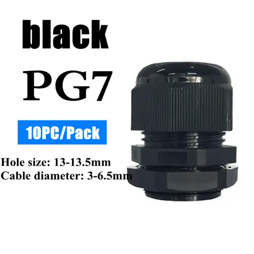 1/2/5/10pcs Waterproof Cable Gland Cable Entry IP68 PG7-PG36  White/Black Nylon Plastic Connector Joint - Image 20