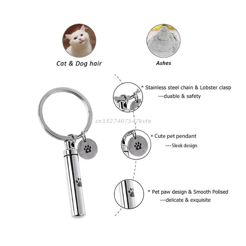 Cremation Jewelry for ashes Stainless Steel Pendant Pet Urn Keychain with Charm