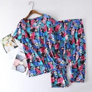

Pyjamas Women Cotton Floral Print Summer Pajamas Women Pijama Mujer Home Suit Women Nightwear Pajama Set 2020 Sleepwear Set
