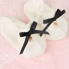 Женские носки, Отдел сезонов, Классические носки из чесаного хлопка с бантом и бусинами, милые носки Лолиты для девочек