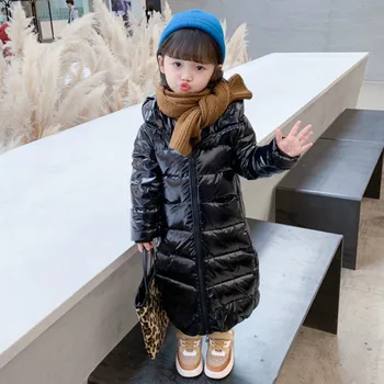 

2020 Winter Waterproof Shiny Down Jacket For Girls Hooded Warm Girl Boys Winter Coat 2-12 Years Kids Teenage Outerwear Parka