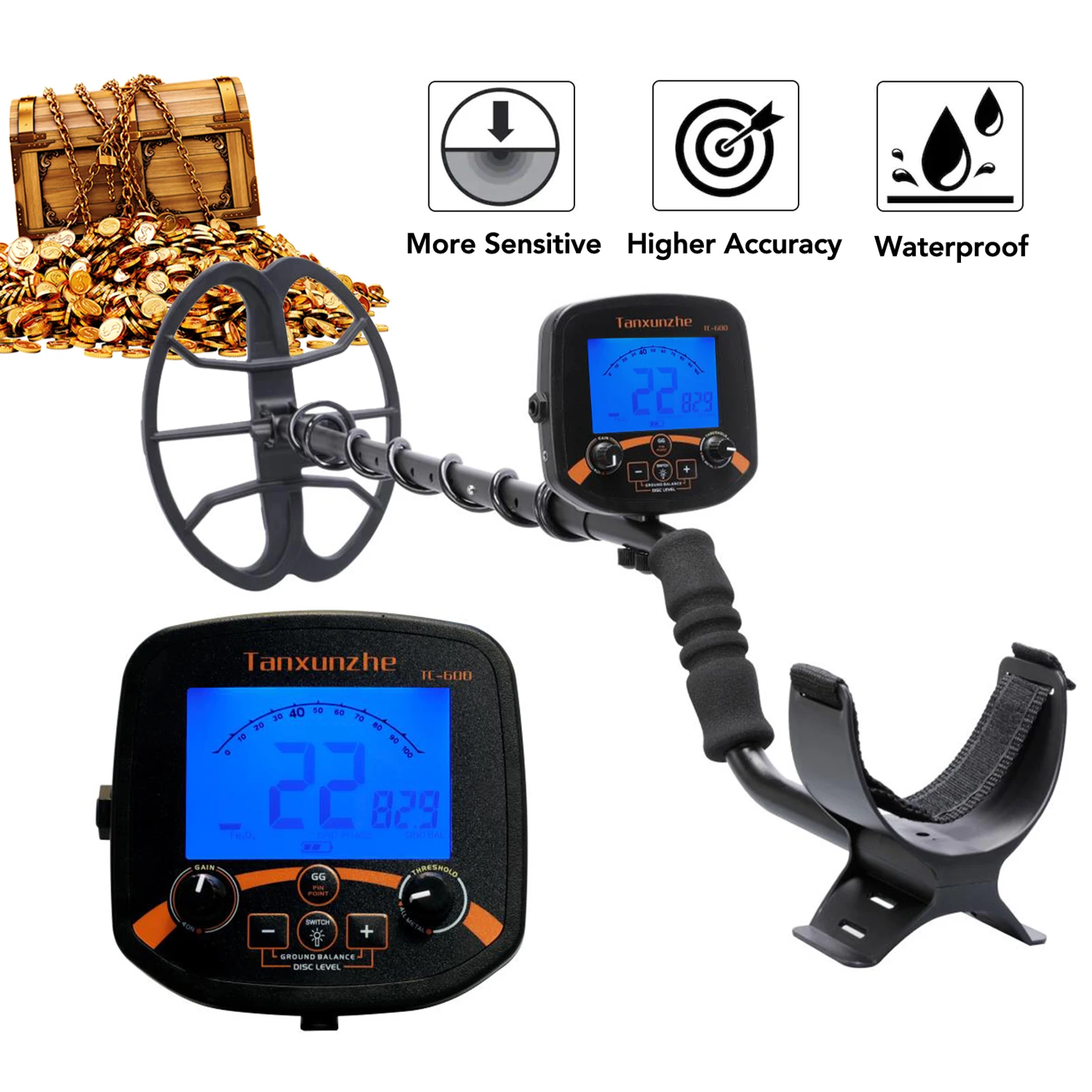 Tc600 Gold Digger Metal Detector 11 Inch Search Coil Handheld With
