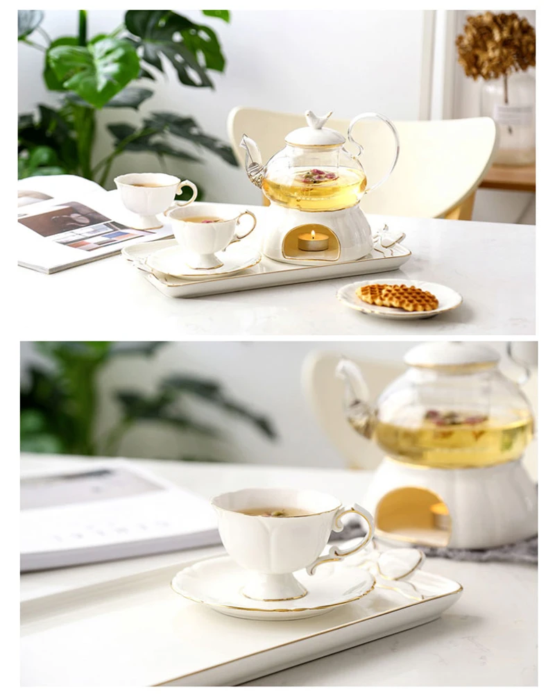 Горячая английский послеобеденный чай керамический стеклянный цветок чайный набор для фруктов чайный горшок Европейский стиль чайный горшок нагревающий чайный горшок набор