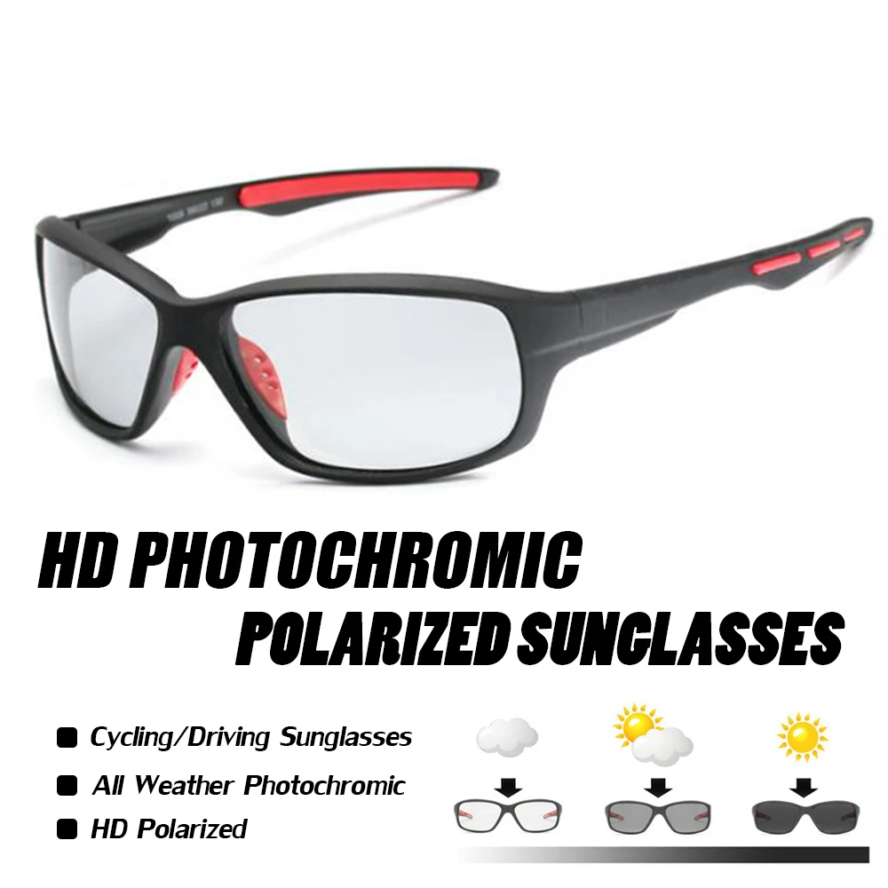Фотохромные очки авто объектив TAC спортивные велосипедные очки Для мужчин Для женщин MTB дорожный велосипед очки - Цвет: Black Red