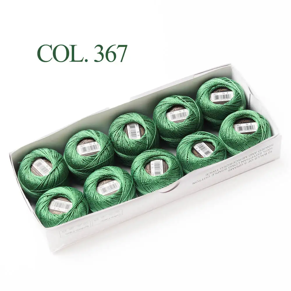 Size 8 Pearl Cotton Crochet Thread Double Mercerized Long Staple Egyptian Cotton DM*C 120 Colors Available 10 Balls Box 43 Yards