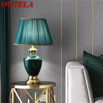 

OUTELA Ceramic Table Lamps Copper Desk Light Home Decoration for Living Room Dining Room Bedroom