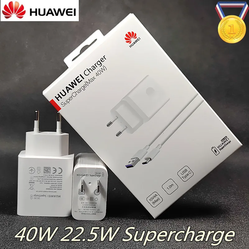 Оригинальное быстрое зарядное устройство Huawei 40 Вт 22 5 адаптер SuperCharge USB Type C кабель