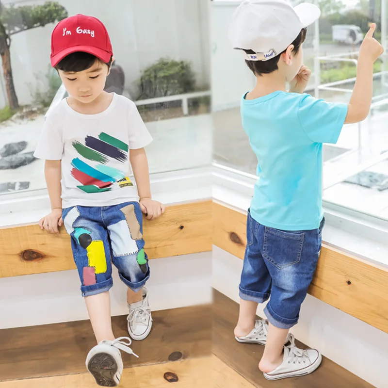 

2020 Summer New Style BOY'S Fashion Set Big Boy Korean-style Children Summer Short-sleeved Western Style Cowboy Two-Piece Set