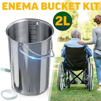 

2L Non-Toxic Stainless Steel Enema Bucket Tools Kit Douche 2M Tube Reusable Medical Detox Enema Bucket for Men Women