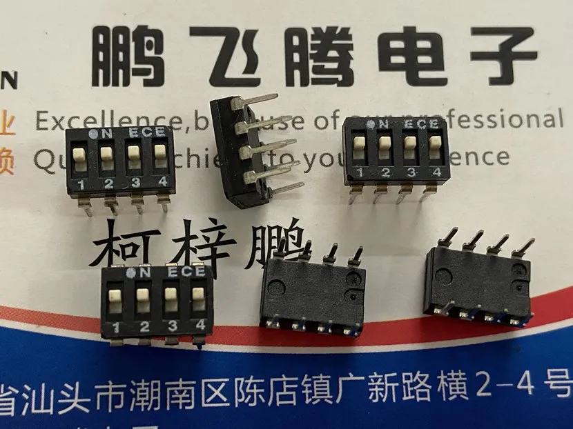 

2PCS/lot Taiwan ECE Bairong EAM104E dial code switch 4-bit key type straight plug 4P flat dial coding 2.54mm