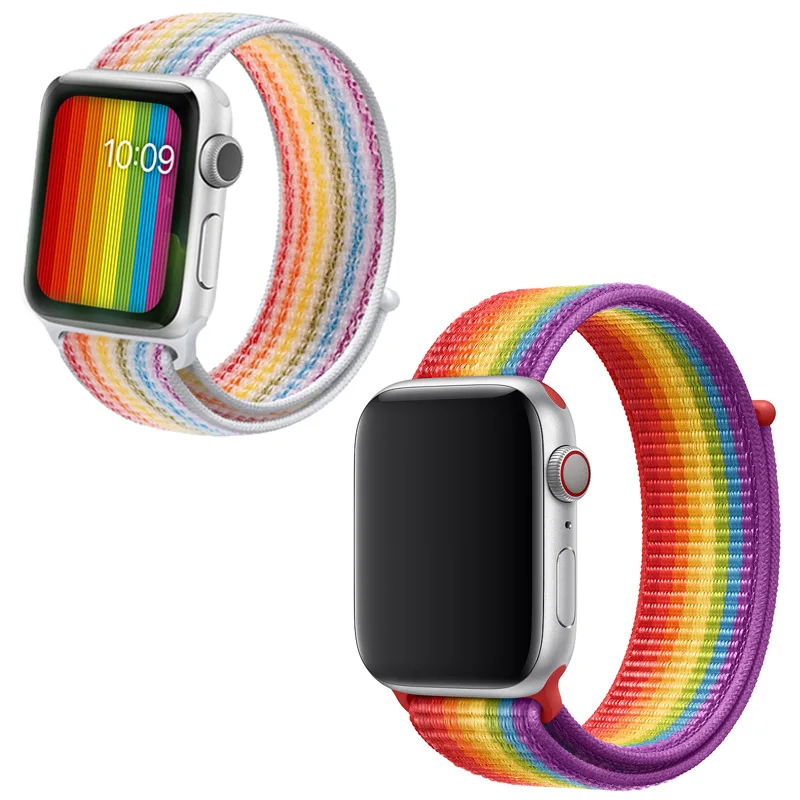 

For Apple APPLE Watch Strap Iwatch2/3/4 Generation Loop Rainbow Nylon 38mm42