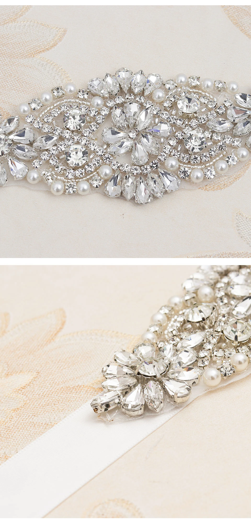 MissRDress Wedding Dress Belt Rhinestones Bridal Sash Crystal Pearls Bridal Belt Gold Wedding Sash Bridal Dress Belt JK850