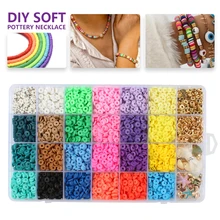 Boîte de perles plates en argile, 5036 pièces/boîte, perles rondes d'espacement en argile avec cordes élastiques, artisanat d'art, Kits cadeaux pour bricolage