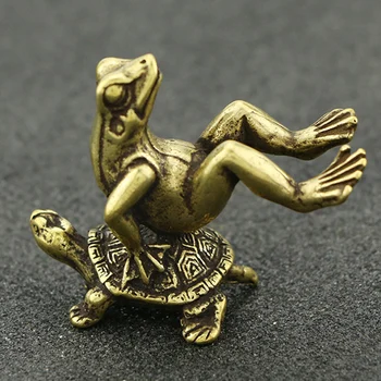 

Solid Brass Frog Turtle Figurine Mini Statue Incense Burner Ornament Desk Decor