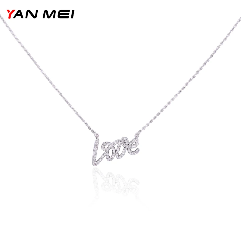 Женское ожерелье с подвеской YAN MEI новое модное Ювелирное Украшение надписью Love