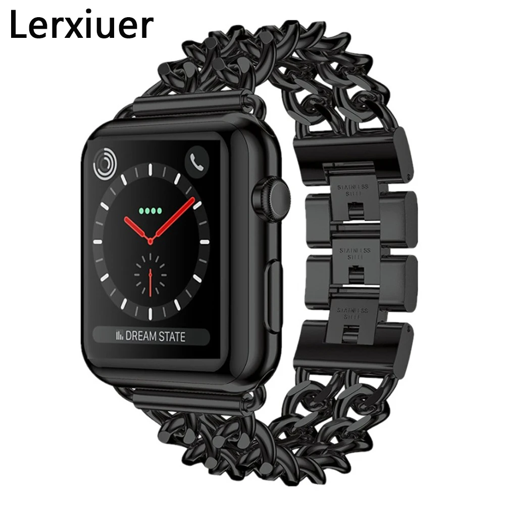 Ремешок для Apple Watch band 44 мм 40 металлический браслет с пряжкой из нержавеющей стали