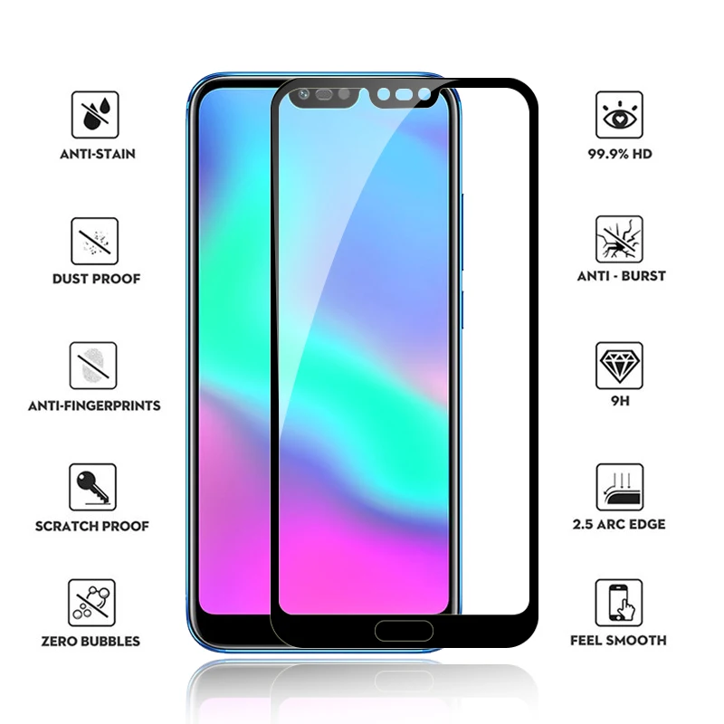 2 шт., защитное стекло honor 10 для huawei honor 10, защита экрана xonor, закаленное стекло, защита hono, полное покрытие, бронированное 9h