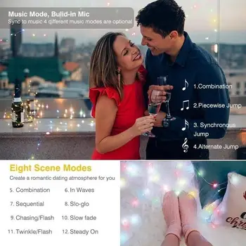 

LED Fairy String Lights Music Lights String Battery Box 12 Mode Festival Wedding Birthday Waterproof Sound Activated