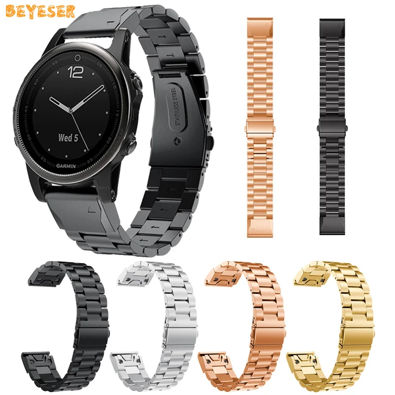 

20 22 26mm Stainless steel Watchbands strap For Garmin Fenix 5 5x 5s Plus 6 6S 6x Pro 3 HR watch Metal Luxury Link bracelet belt