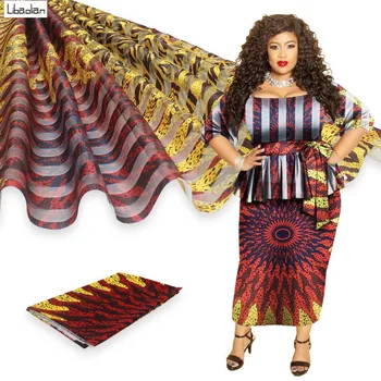 

silk 4+2yards/pcs african fabric for dress african silk ankara Fabric high quality 2020 latest satin wax for Garment F201-2