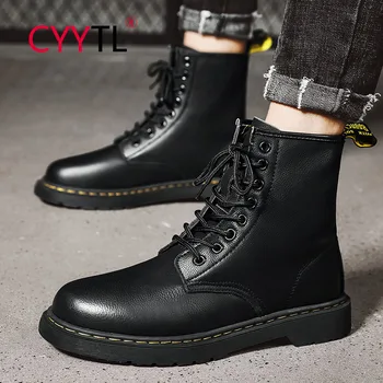 

CYYTL 2020 New Winter Leather Boots Men High Help Boots Men Shoes Non Slip Genuine Leather Cowhide shoes Boots Fashion