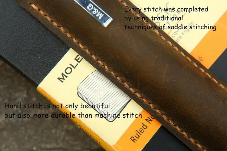 Vintage Leather Pen Pencil Holder Quiver for Moleskine Large Notebook A5 Size Notebook Leuchtturm1917 Notebook Medium PH05N