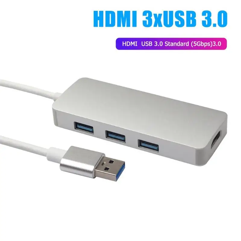 4 в 1 USB док-станция USB3.0 до 3 портов USB3.0 1080P HDMI видео адаптер алюминиевый конвертер сплавов для ПК ноутбука рабочего стола