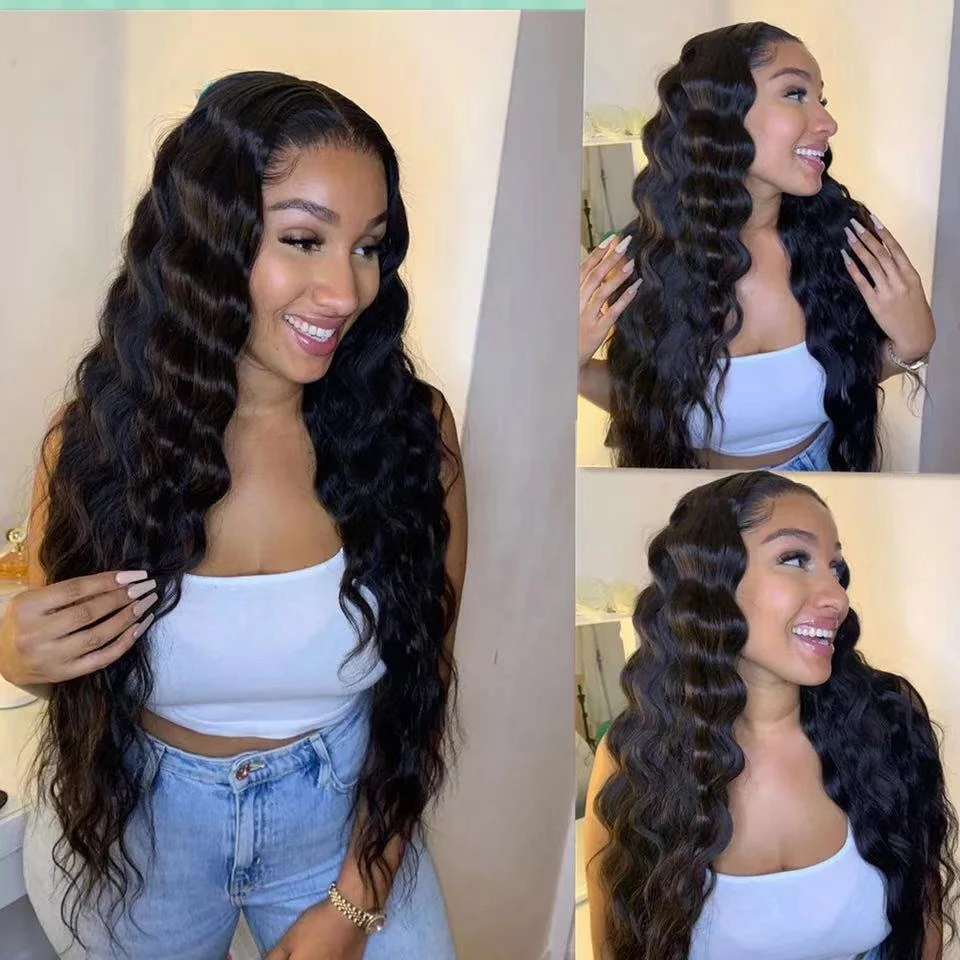 

Deep Wave Wig Lace Front Human Hair Wigs Hd Transparent Loose Deep Wave Frontal Wig T part Remy Brazilian Curly Human Hair Wigs