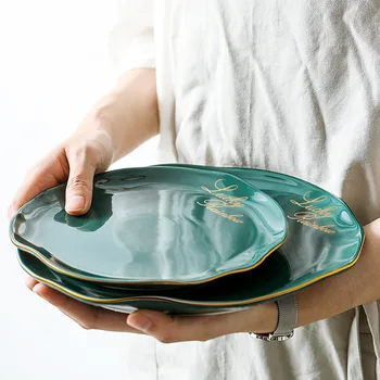 

Ceramic Green Western Tableware Set Rice Bowl Household Plate Dish