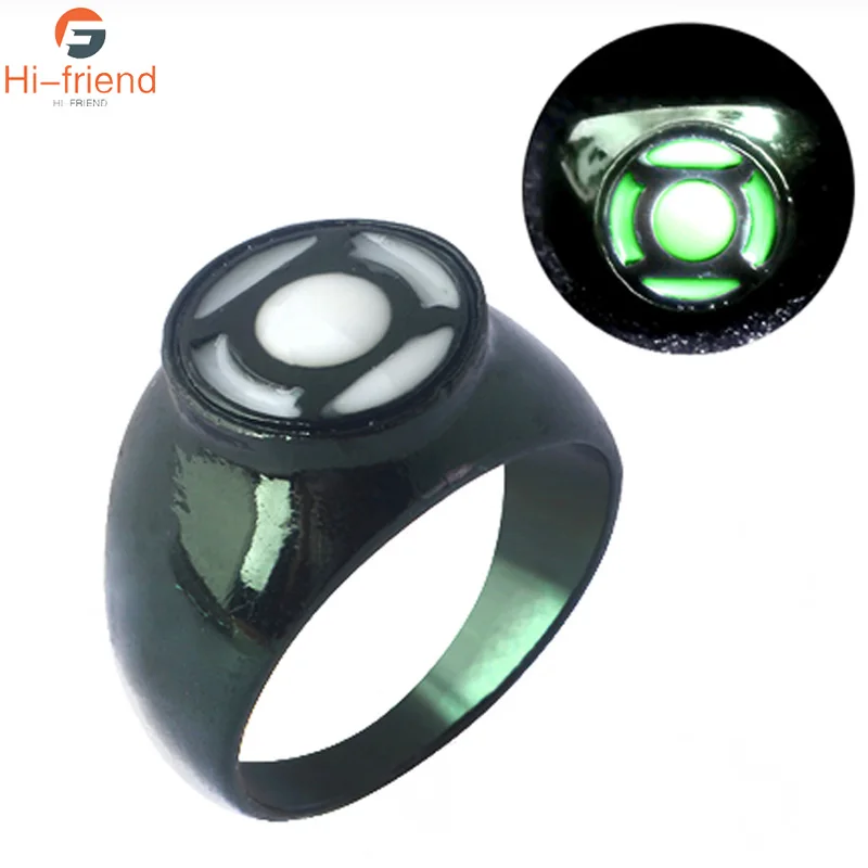 

Hot Movie Superhero Green Lantern Hal Jordan Rings Finger Luminous Rings Men Thanos Spilla Xmas Jewelry