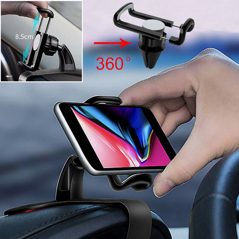 Автомобильный держатель для телефона с поворотом на 360 градусов, держатель для сотового телефона, подходит для смартфонов 4-6,5 дюймов, держатель для приборной панели на 360 °